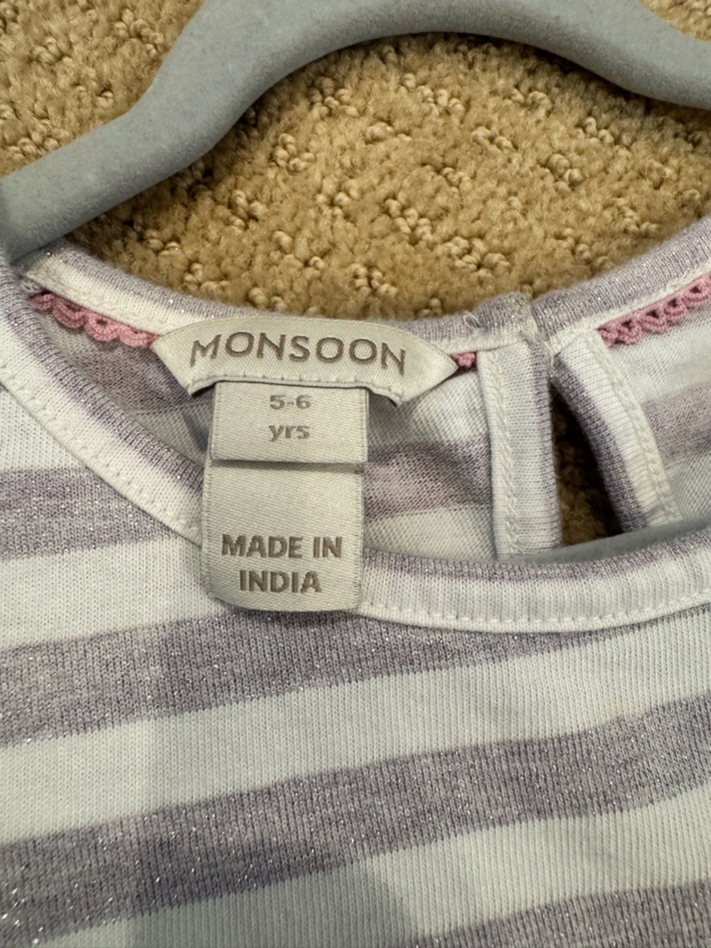 Monsoon Lavender & White Sparkle Stripe dress - Picture 2 of 4